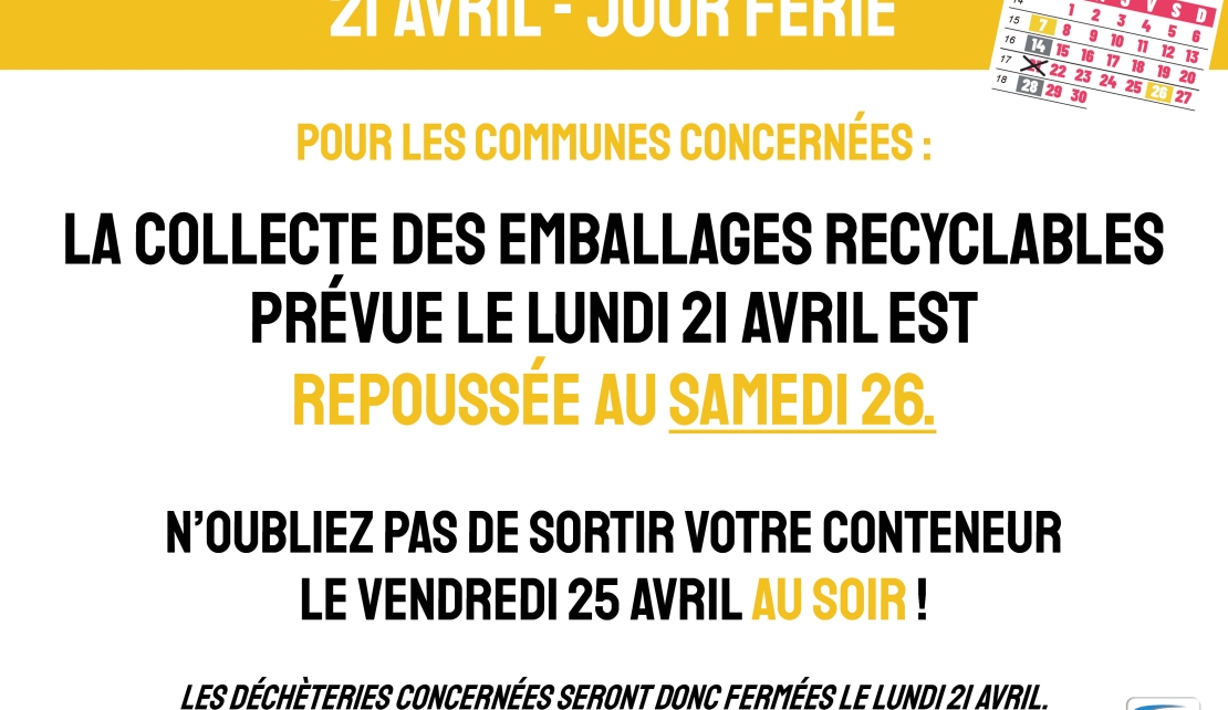 Jour férié 21 avril : collecte repoussée